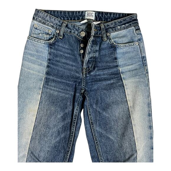 BDG Urban Outfitters Jeans Women's W25 L32 Patchwork Blue Jessye Straight Leg - Picture 3 of 6